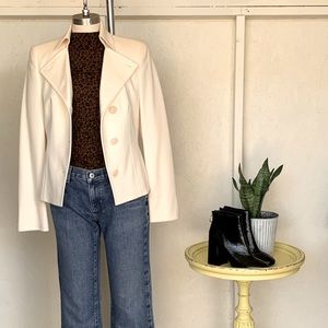 Akris Punto Cream Wool Button Down Long Sleeve